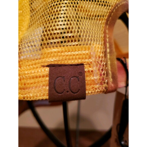 CC Tie Dyed High Bun Ponytail Hat Mustard Color SUPER CUTE Spring Hat - Picture 11 of 12